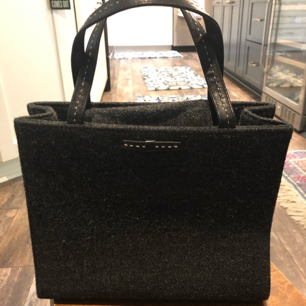 kate spade Black Wool Felt bag with Leather Handles